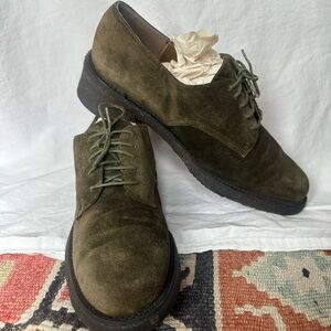 Stuart weitzman green suede heeled oxford